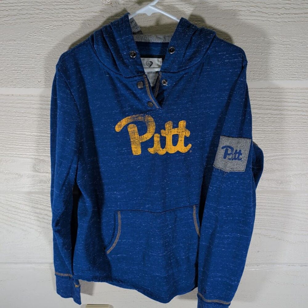Colosseum Athletics royal blue Pitt Panthers distressed logo lace-up hoodie